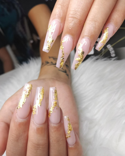 Pink and white French tip nail enhancement - Stella Nails work